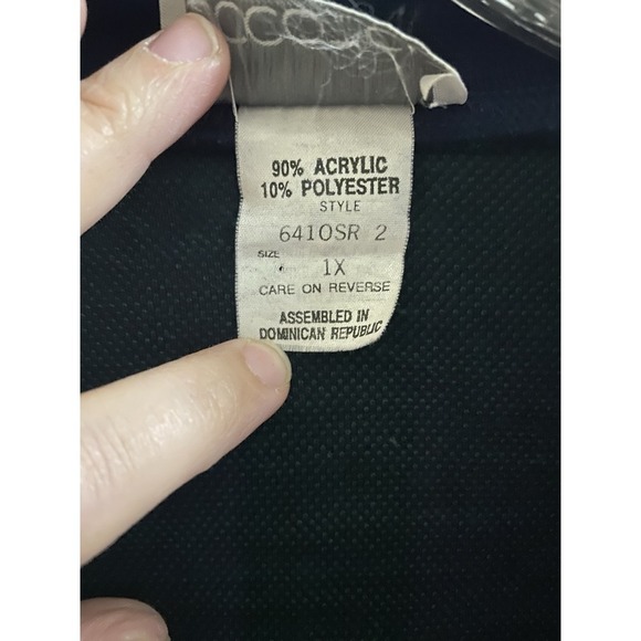 Vintage Eccotoo Navy Green Plaid Button Up Cardigan Collared Gold Buttons 1X - Picture 3 of 16